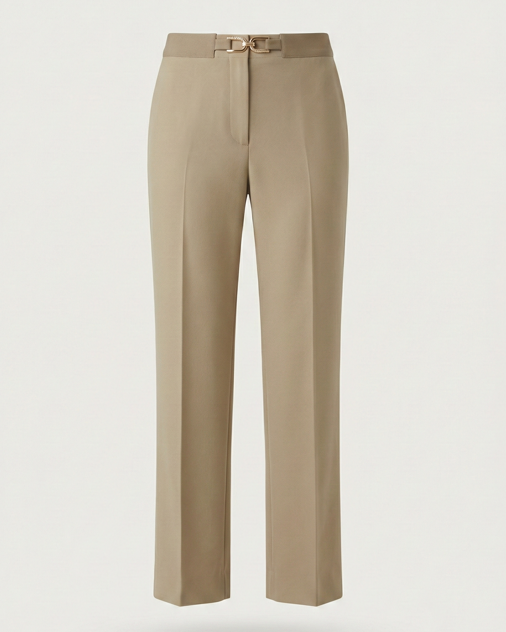 Pantalón tailored detalle cinturón beige