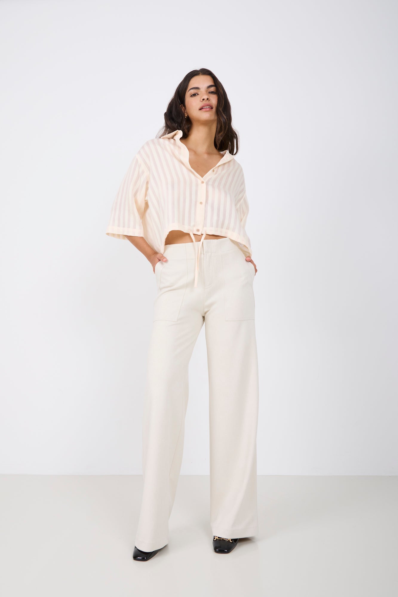 Pantalón Ancho Beige