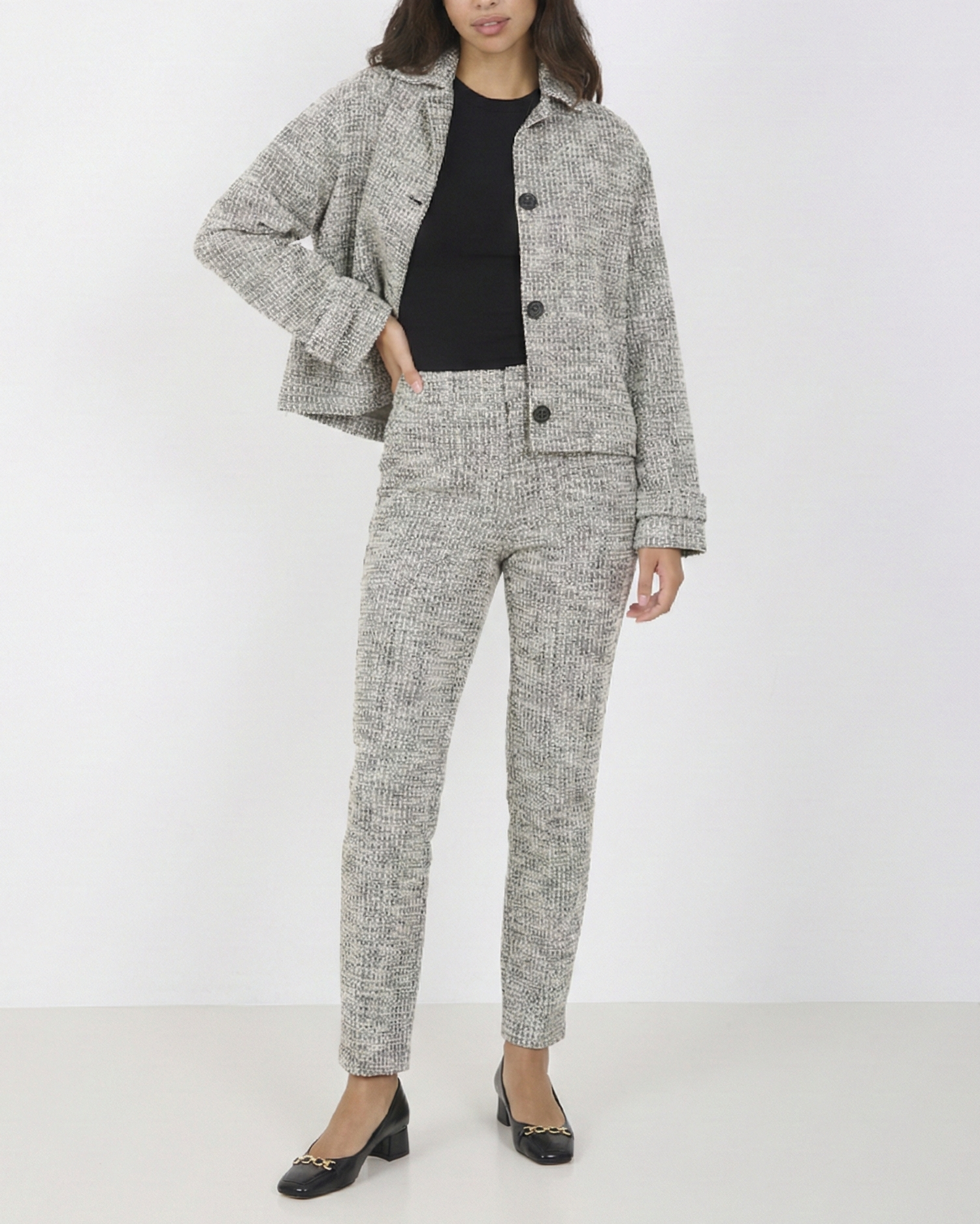 Pantalón slim fit jaspeado