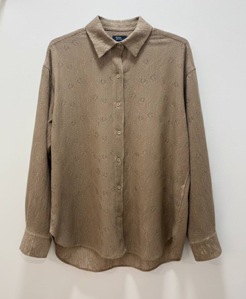 Camisa jacquard beige