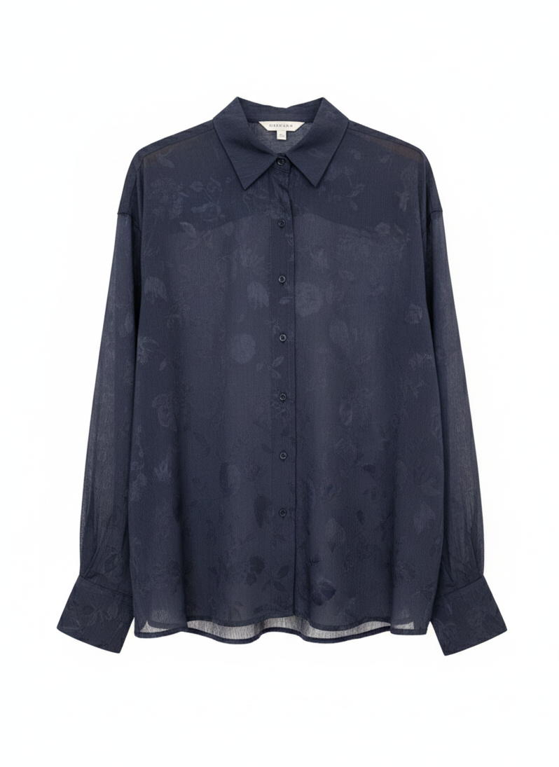Camisa jacquard azul marino