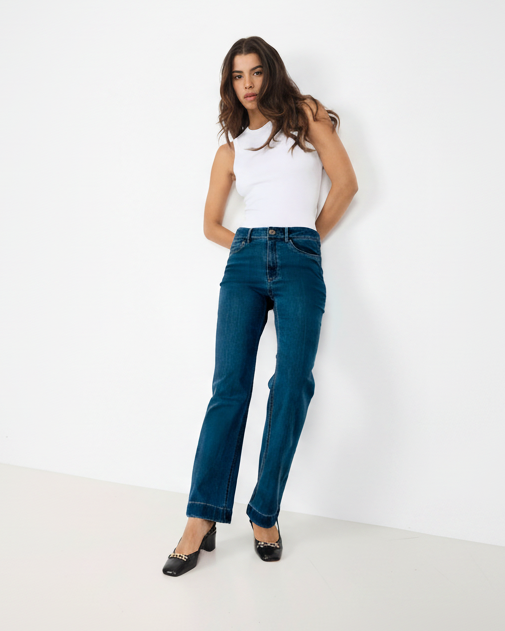Jeans straight leg bordado Kim M894B