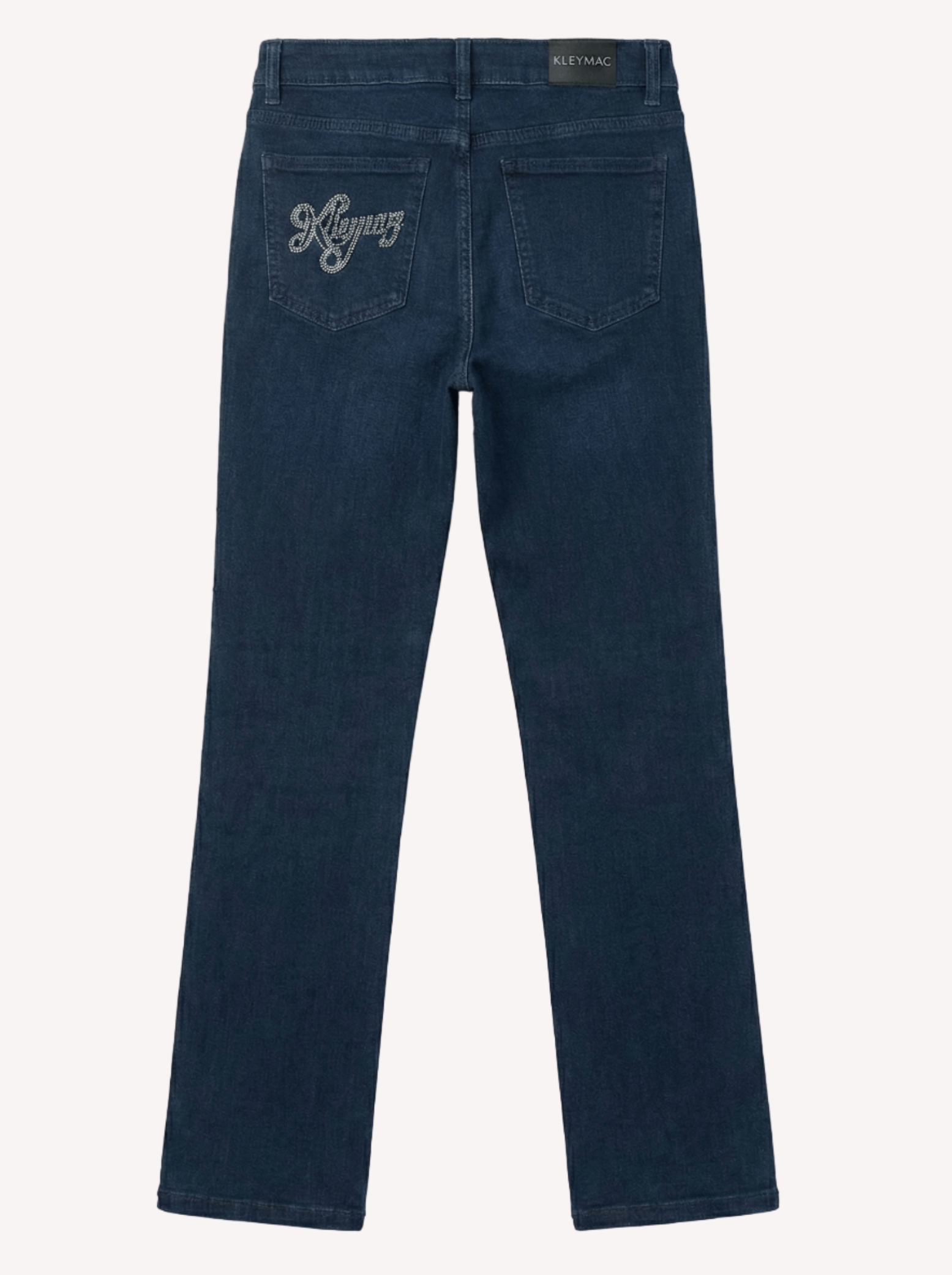 Jeans straight leg organic con logo brillantes