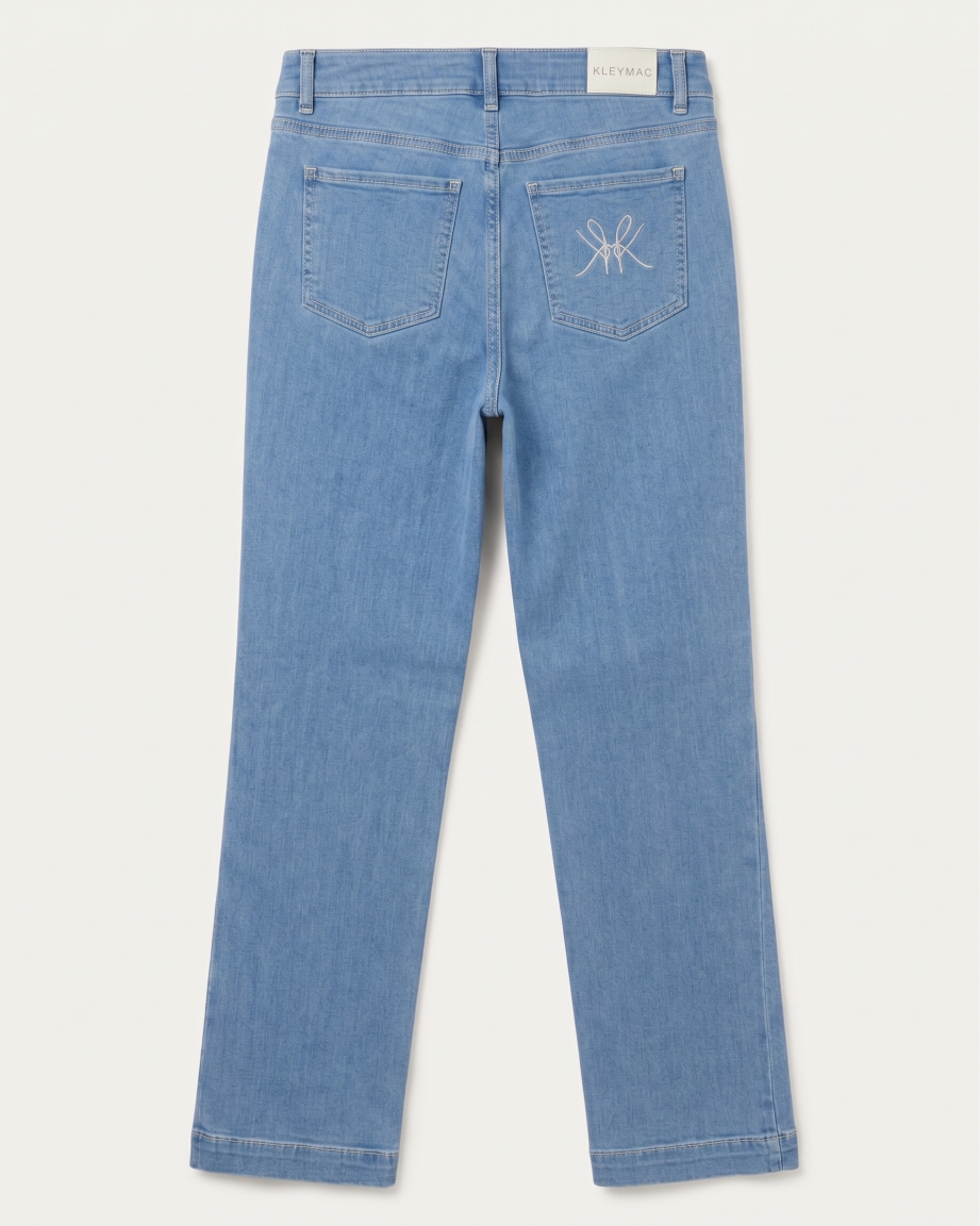 Jeans straight leg bordado Kim M894B