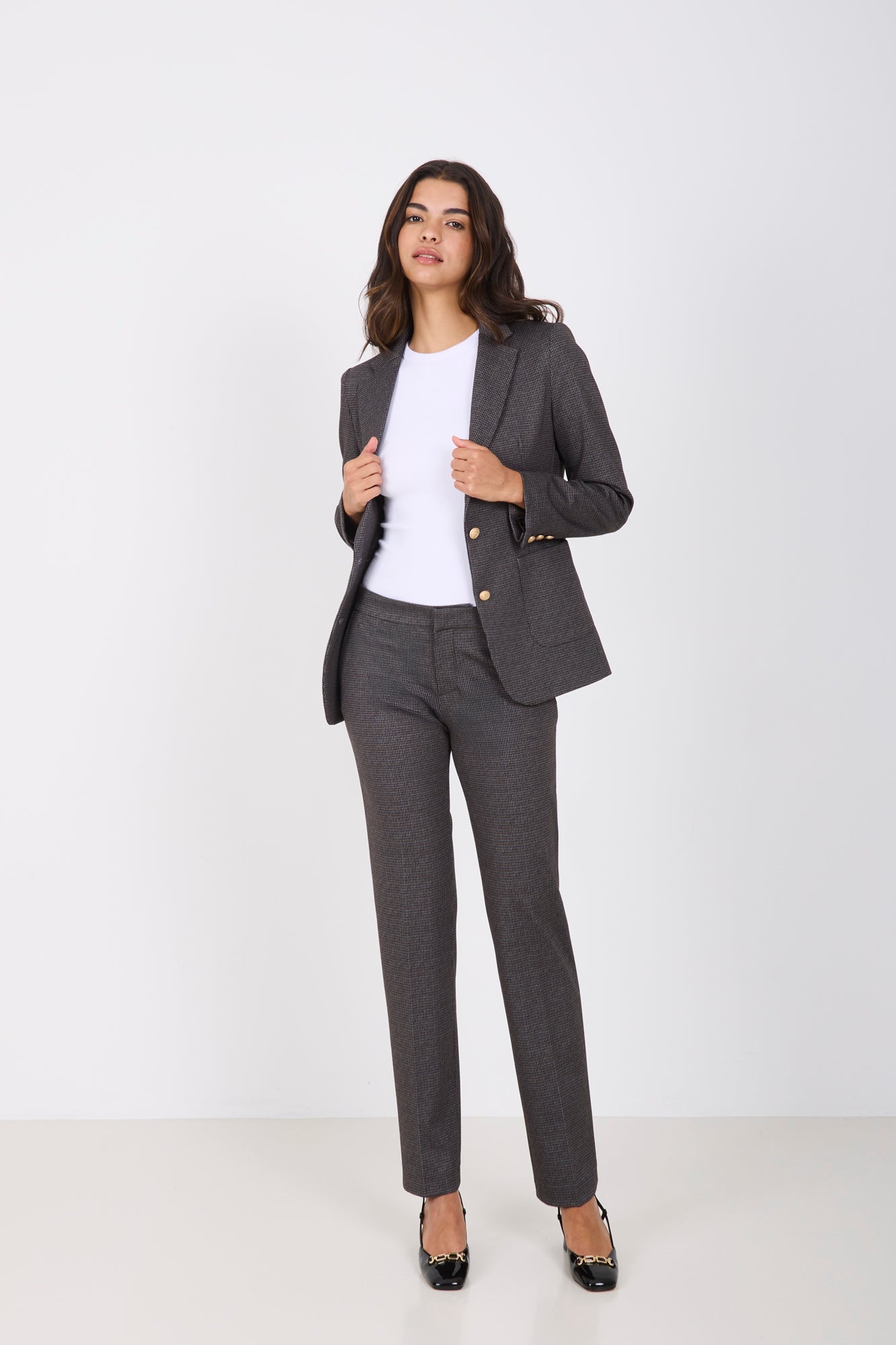 Pantalón straight leg microtweed