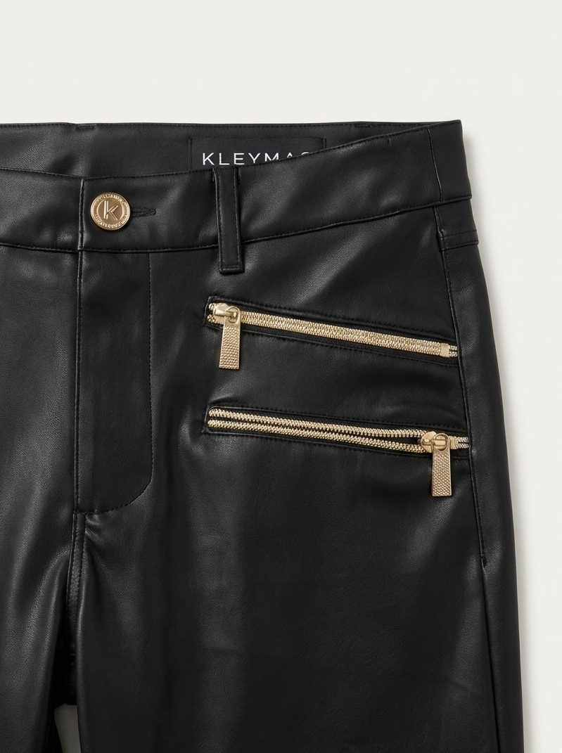 Pantalón straight leg vegan leather