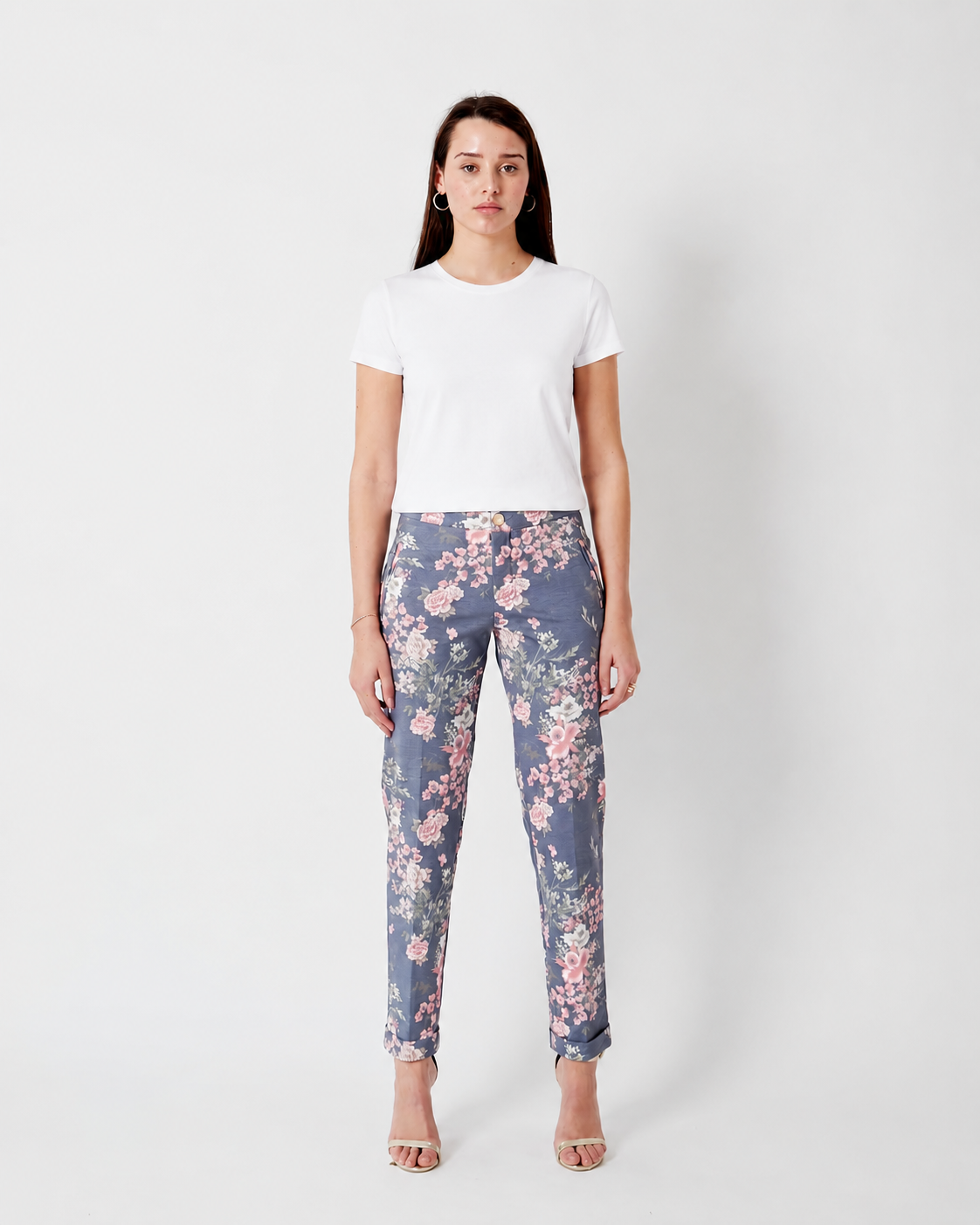 Pantalon floral beige Chatou M.565