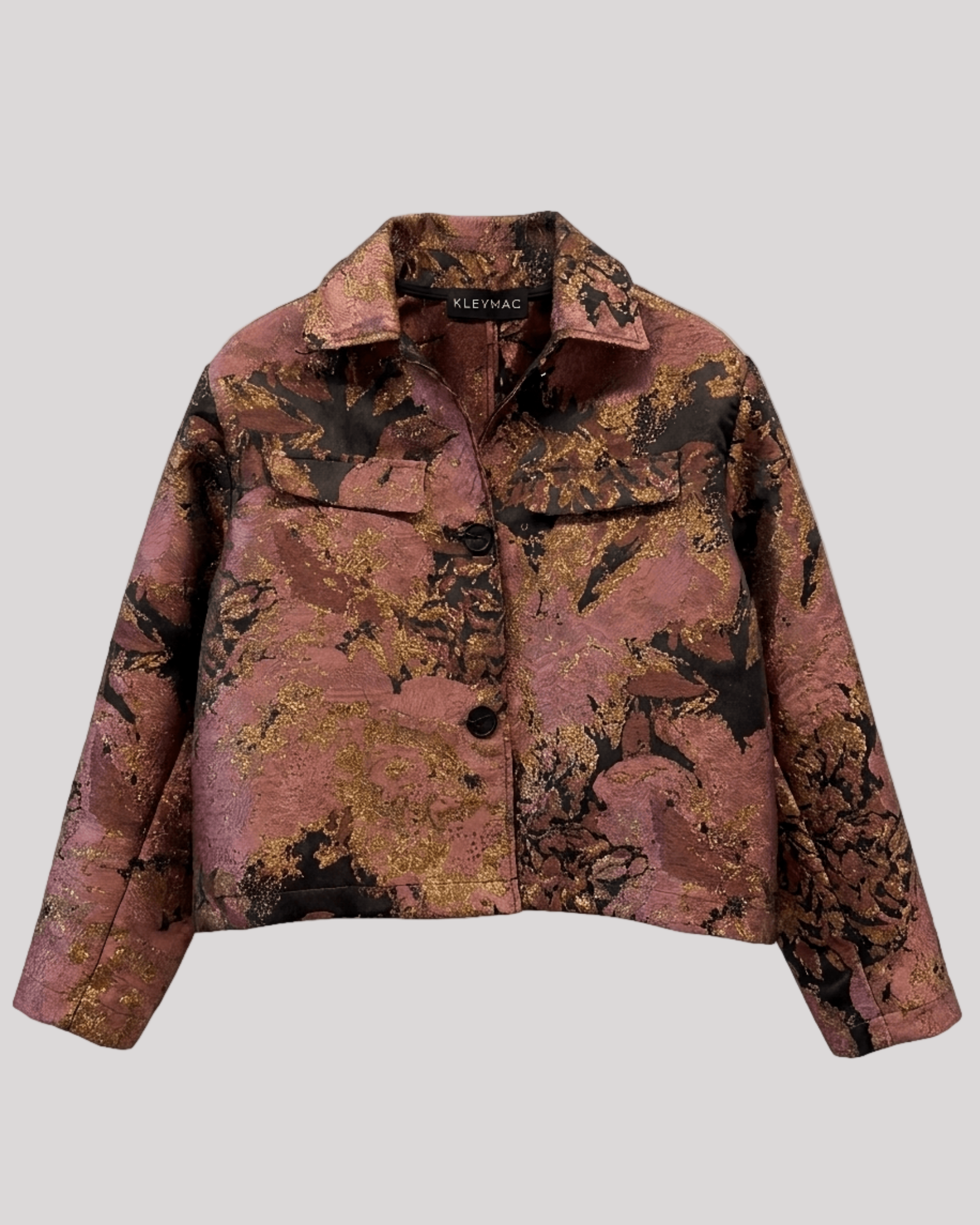 Chaqueta jacquard floral metálica