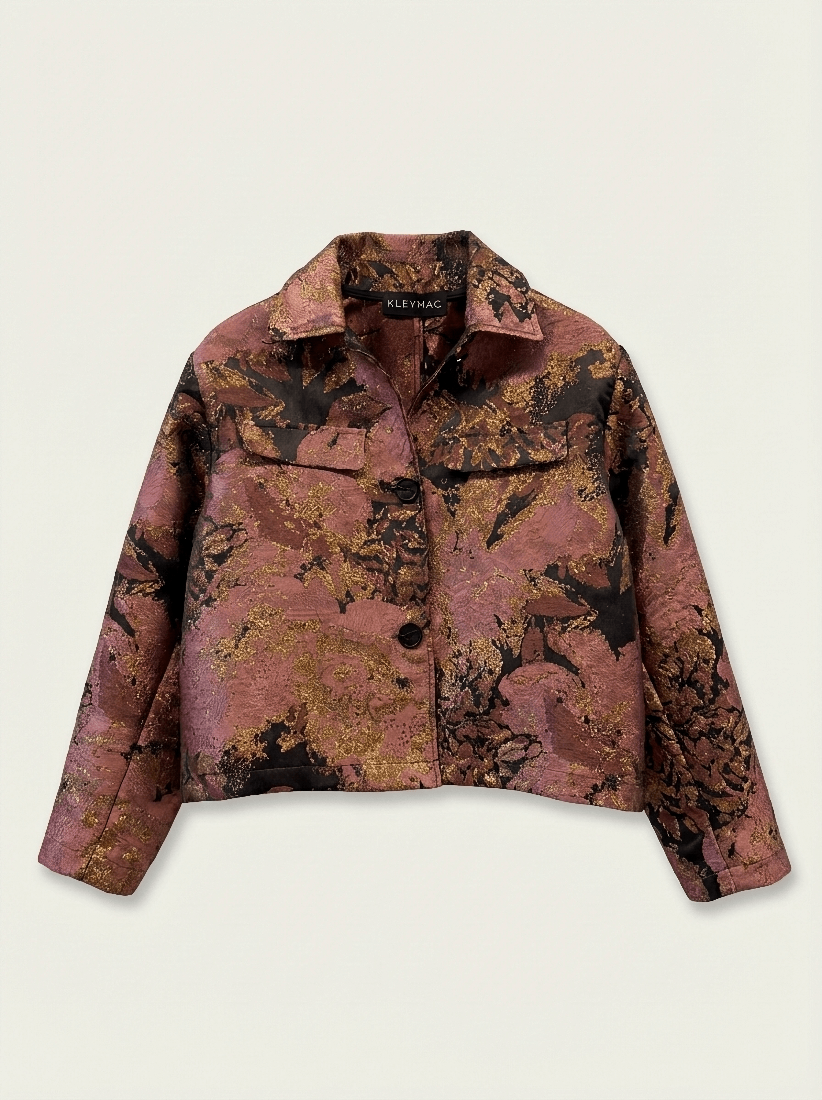 Chaqueta jacquard floral metálica